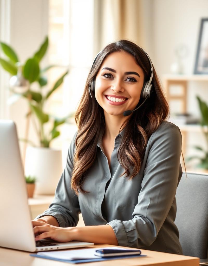 Customer service professional working from home